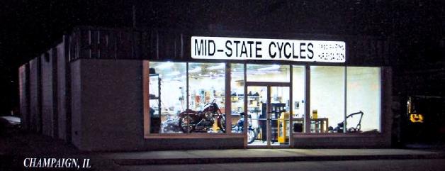 Mid-State Cycles Store Front at Night